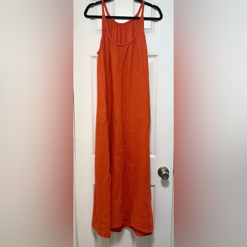 Orange Sleeveless Maxi Dress